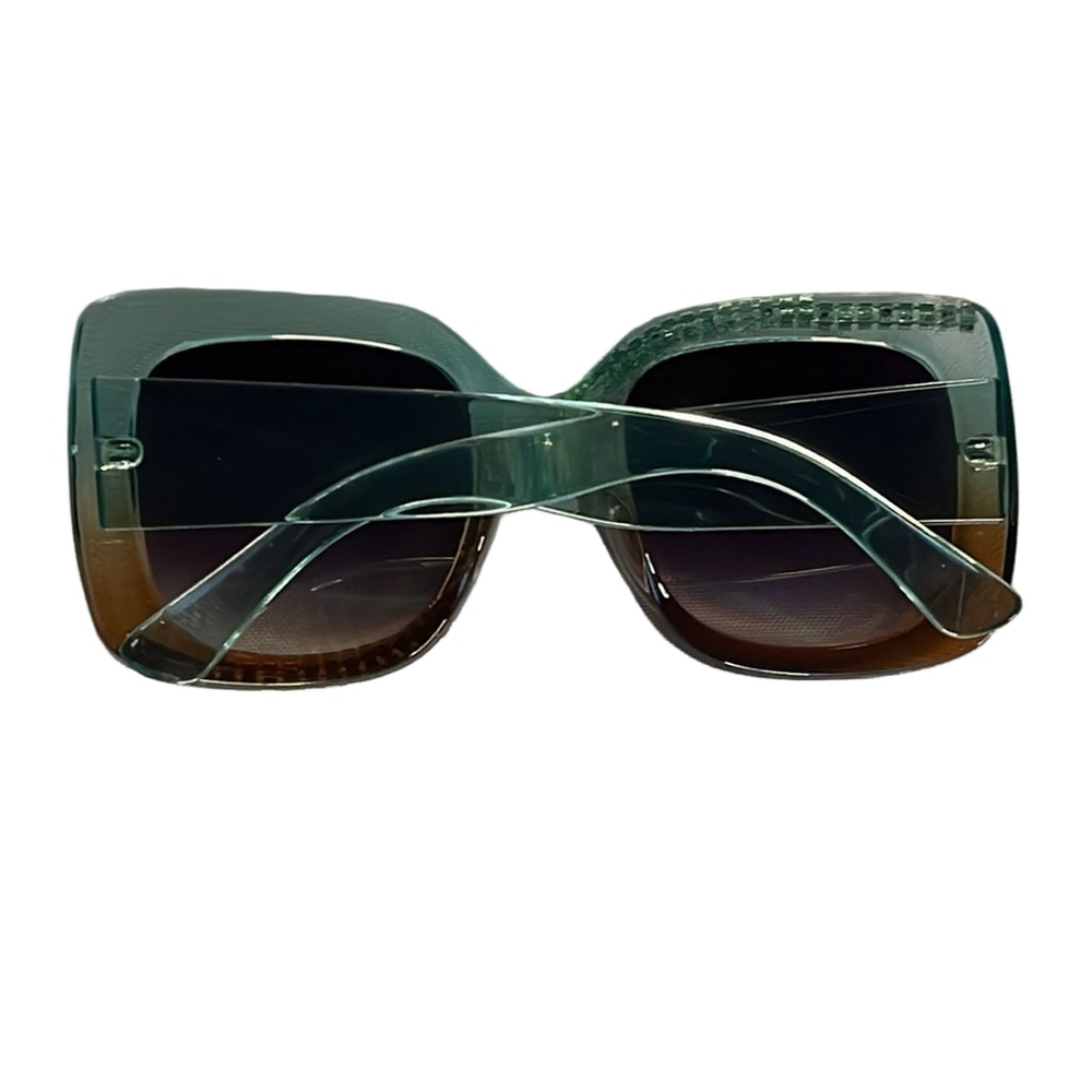 BLUE/BROWN SQUARE RHINESTONES SUNGLASSES W/FREE CASE ✨✨✨ - Picture 2 of 7
